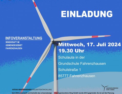 Einladung zur Veranstaltung “Windkraft im Gemeindegebiet Fahrenzhausen”